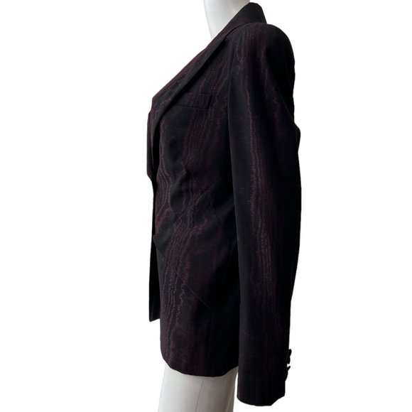 $2190 Alexander McQueen Burgundy Black Silk Blazer Wool Jacket size 44 - Picture 4 of 9